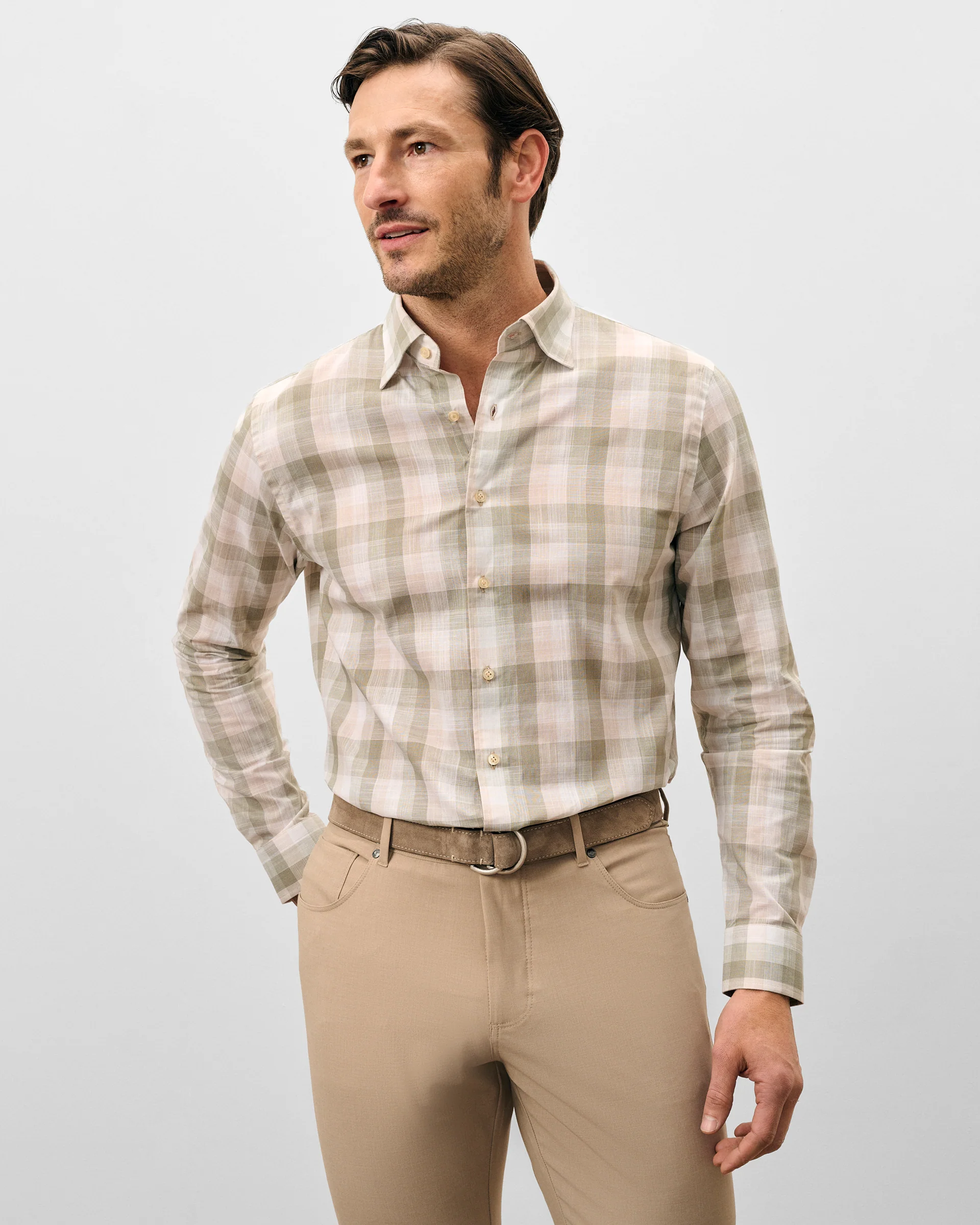 Cotton Button Down Shirt - Umstead Plaid