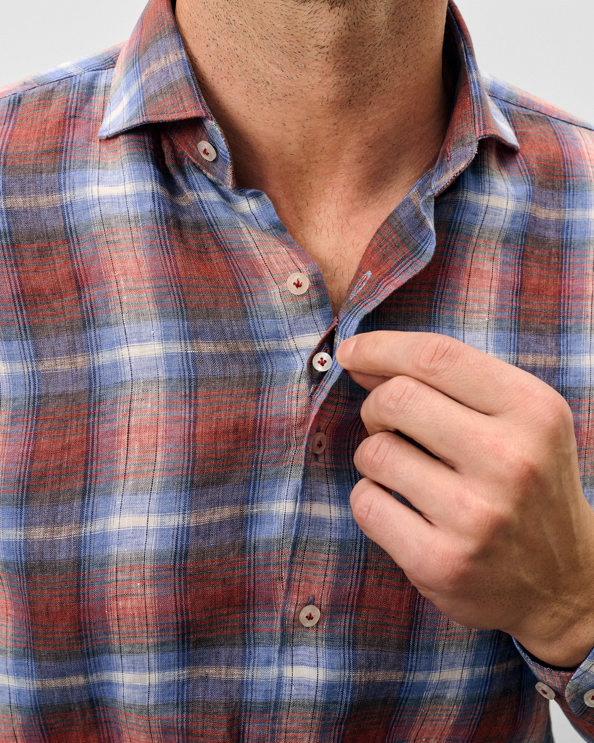 Linen Button Down Shirt - Dempsey Plaid - Image 2