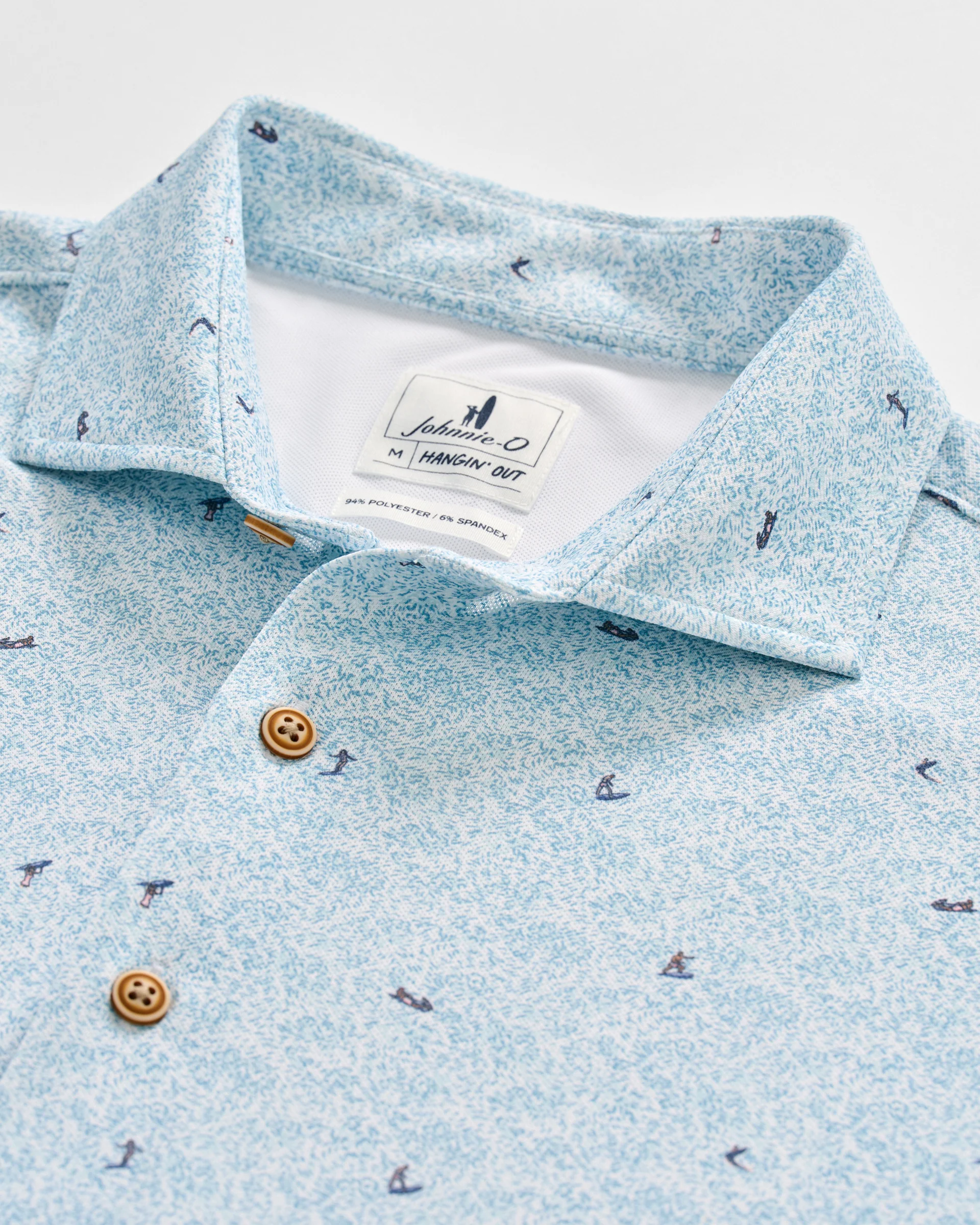 Printed Mesh Short Sleeve Button Down Shirt - Rowing Printed Knit - Image 6