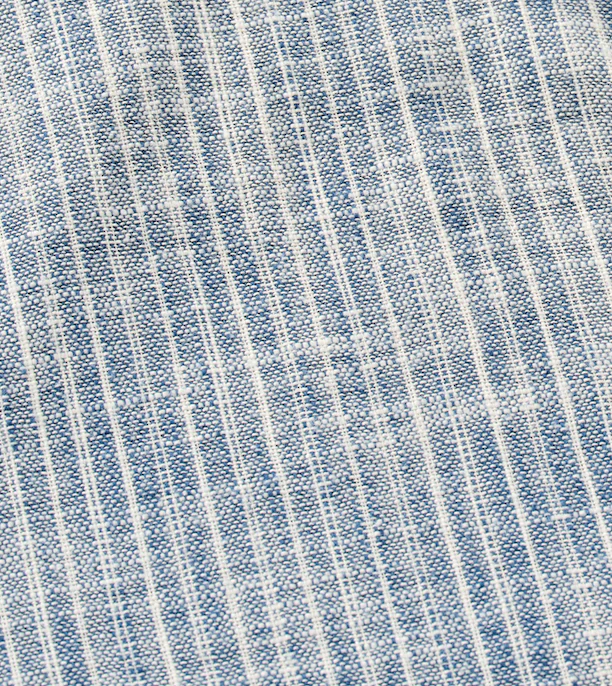 Short Sleeve Cotton Blend Button Down Shirt - Ennis Indigo Dyed Stripe - Image 10