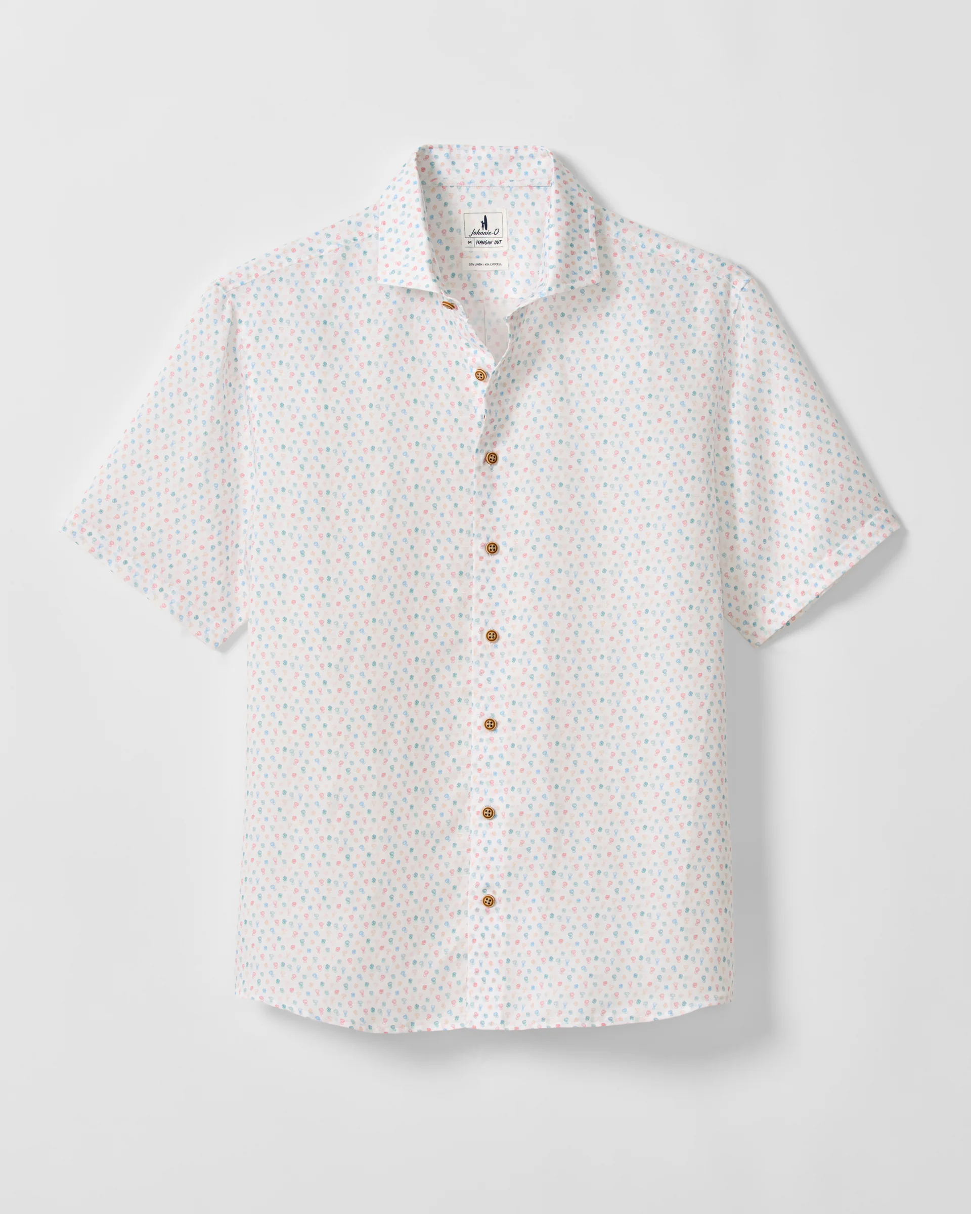 Linen Blend Short Sleeve Button Down Shirt - Cash Bar Print - Image 5
