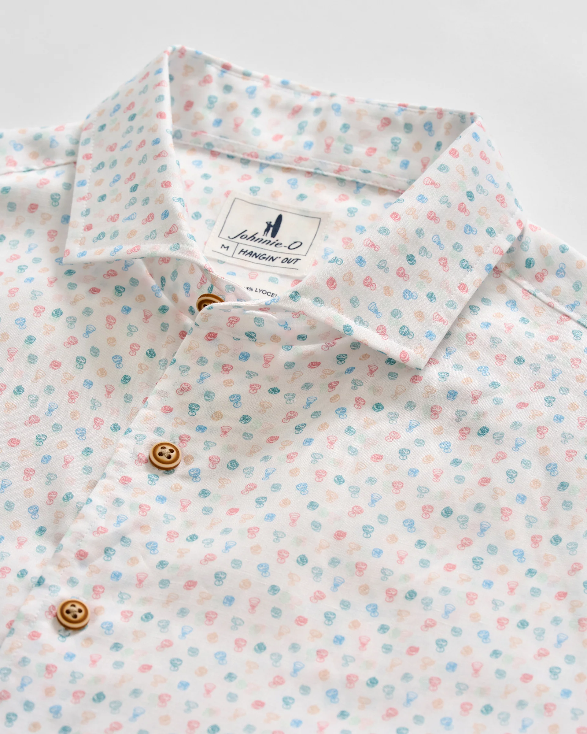 Linen Blend Short Sleeve Button Down Shirt - Cash Bar Print - Image 6