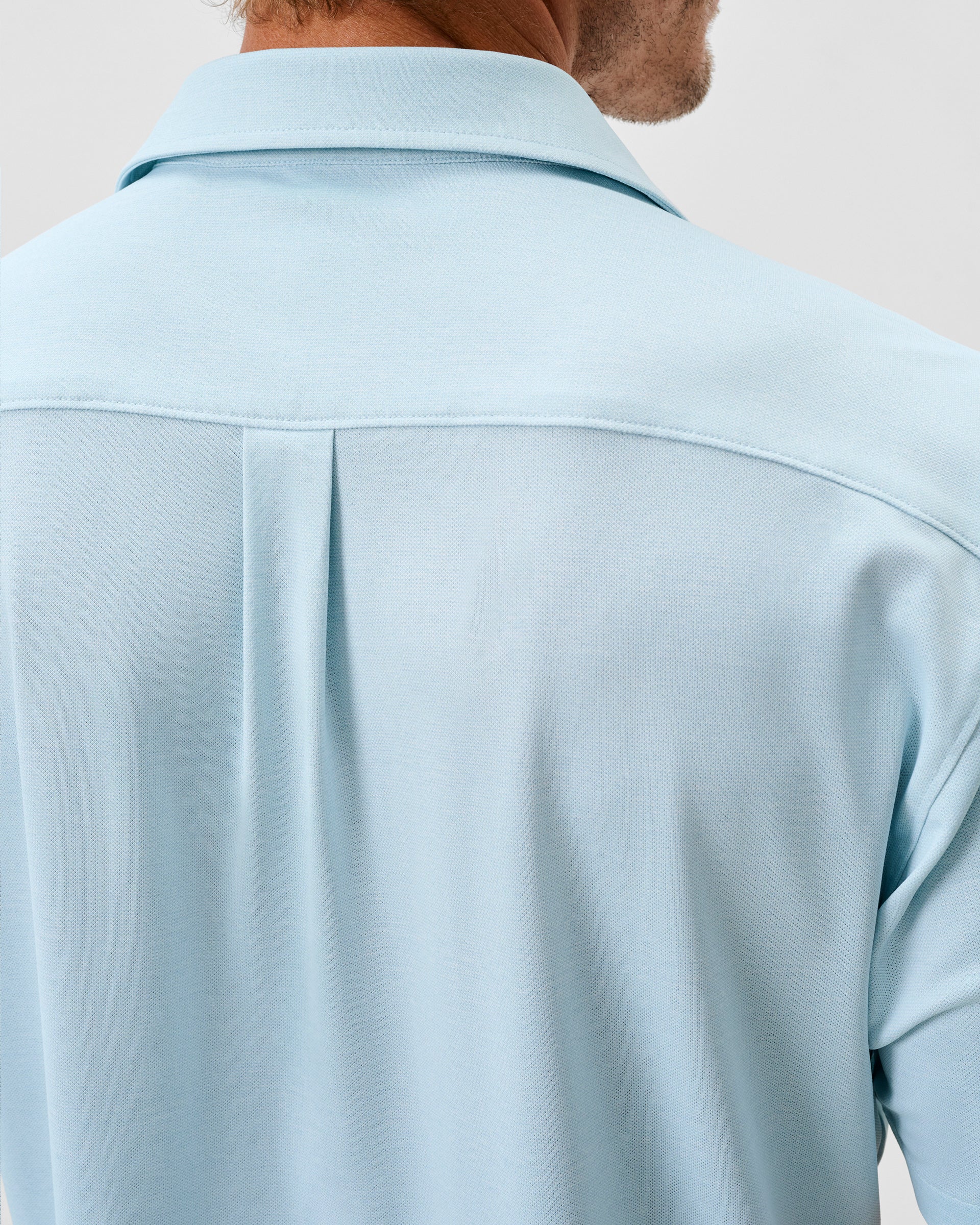 Printed Mesh Short Sleeve Button Down Shirt - Breck Printed Solid Knit - Image 3