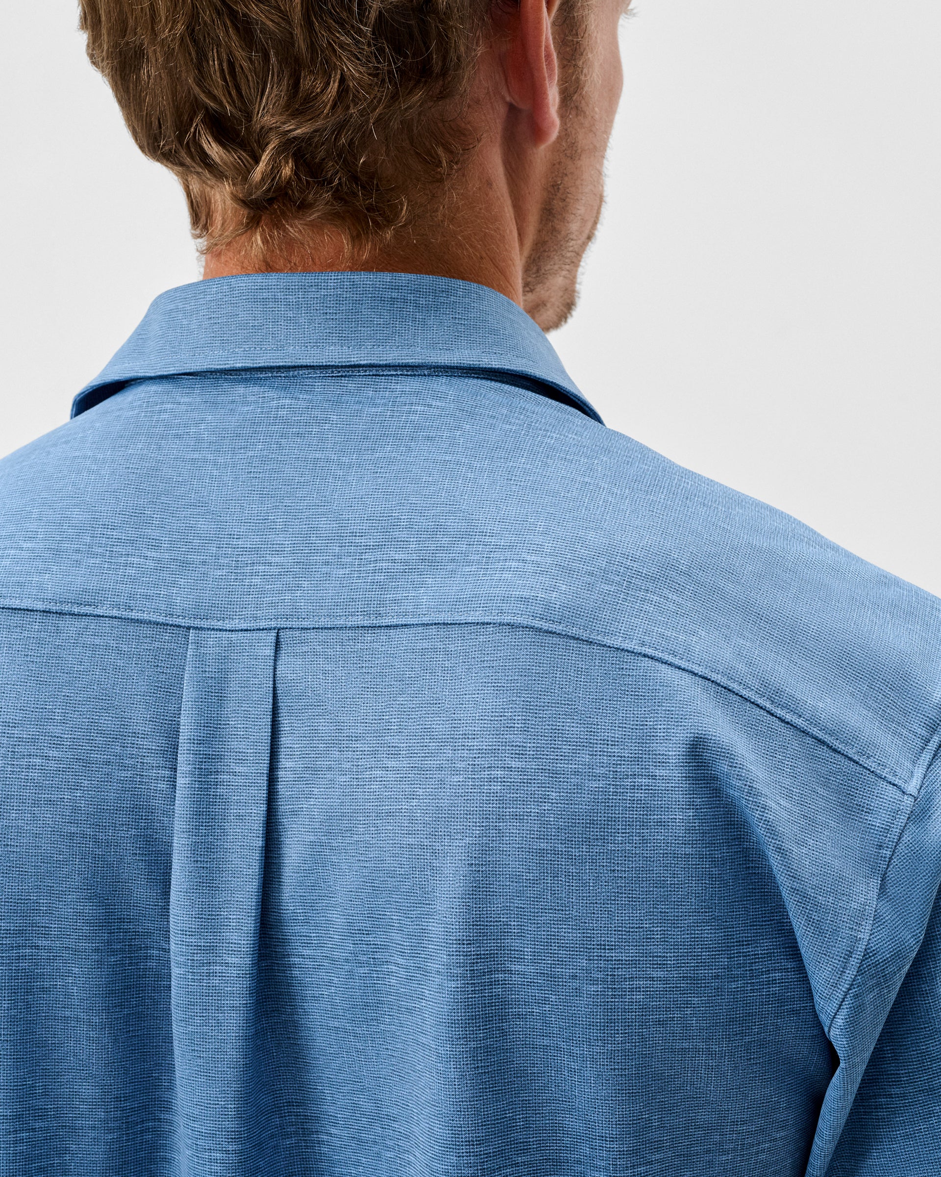 Printed Mesh Short Sleeve Button Down Shirt - Breck Printed Solid Knit - Image 4