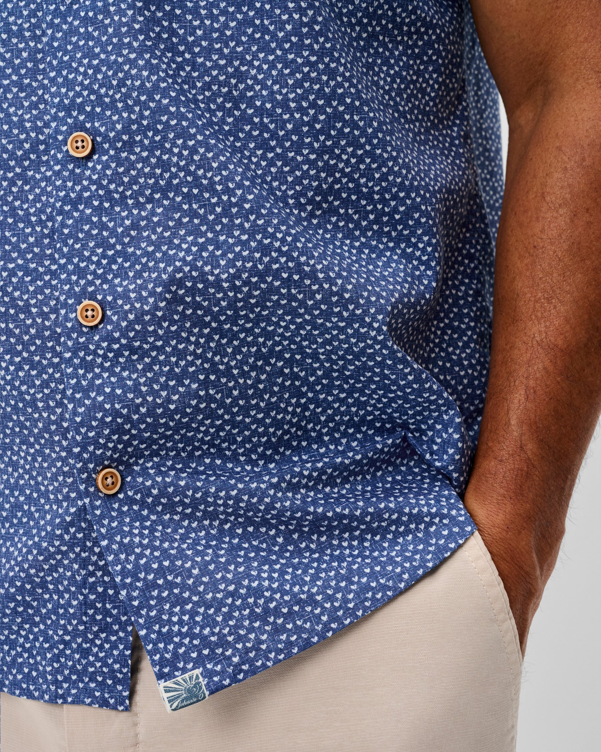Cotton Blend Short Sleeve Button Down Shirt - Patel Printed Slub Cotton - Image 4
