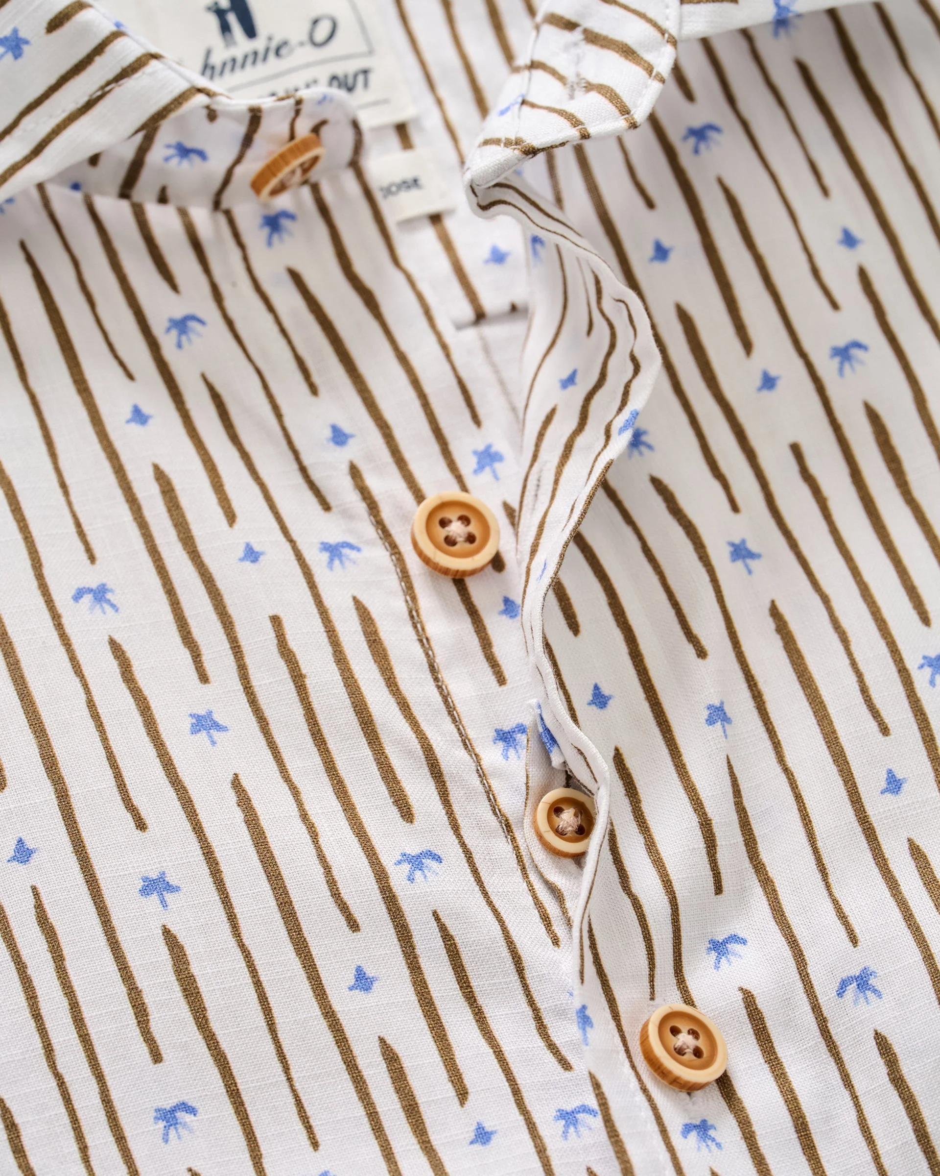 Cotton Blend Short Sleeve Button Down Shirt - Pendola Printed Slub Cotton - Image 9
