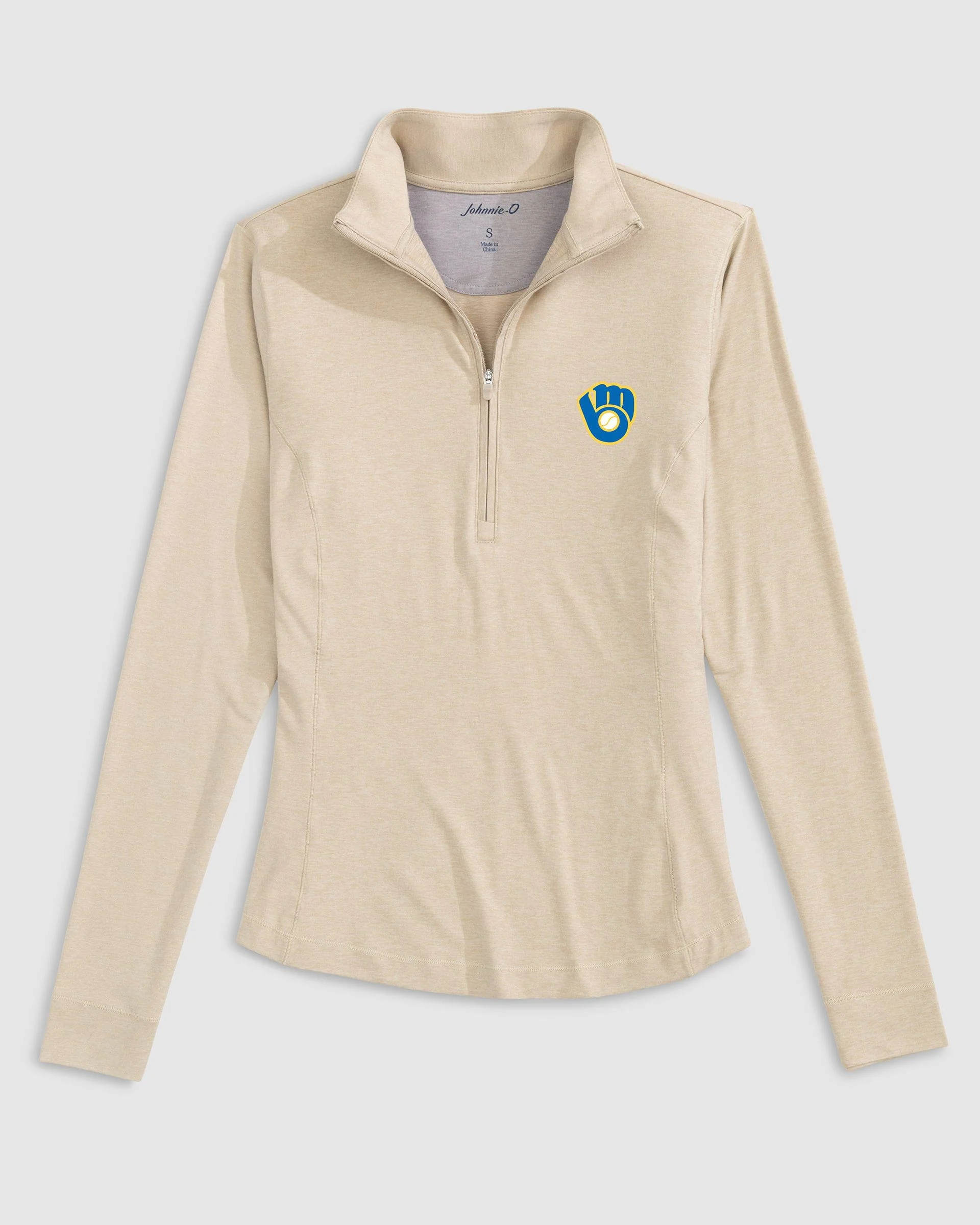 Women's Milwaukee Brewers Susie Performance 1/4 Zip - Cooperstown Logo - Image 2