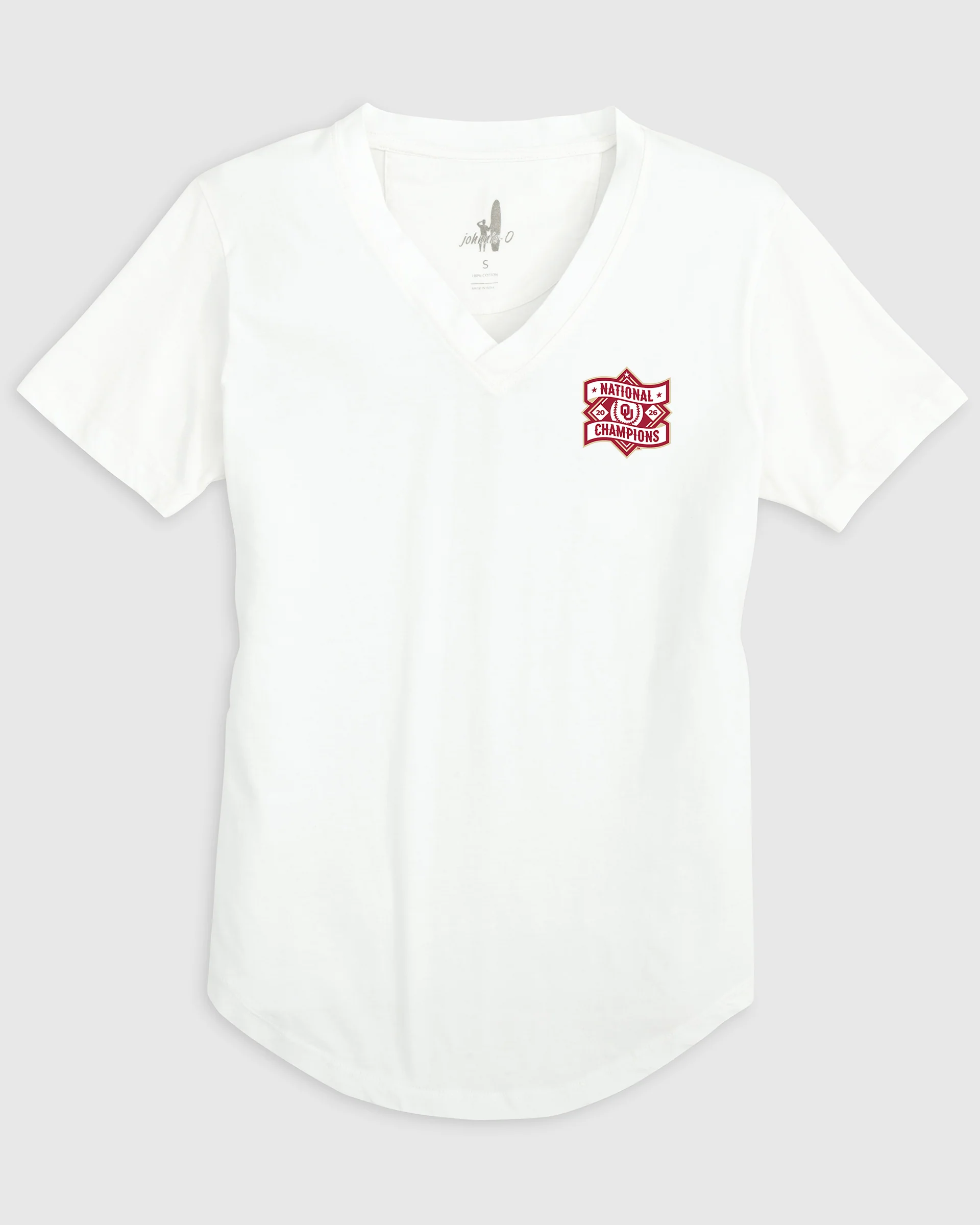 Women's University of Oklahoma Merediths V-Neck T-Shirt - Men's College World Series Champions Logo