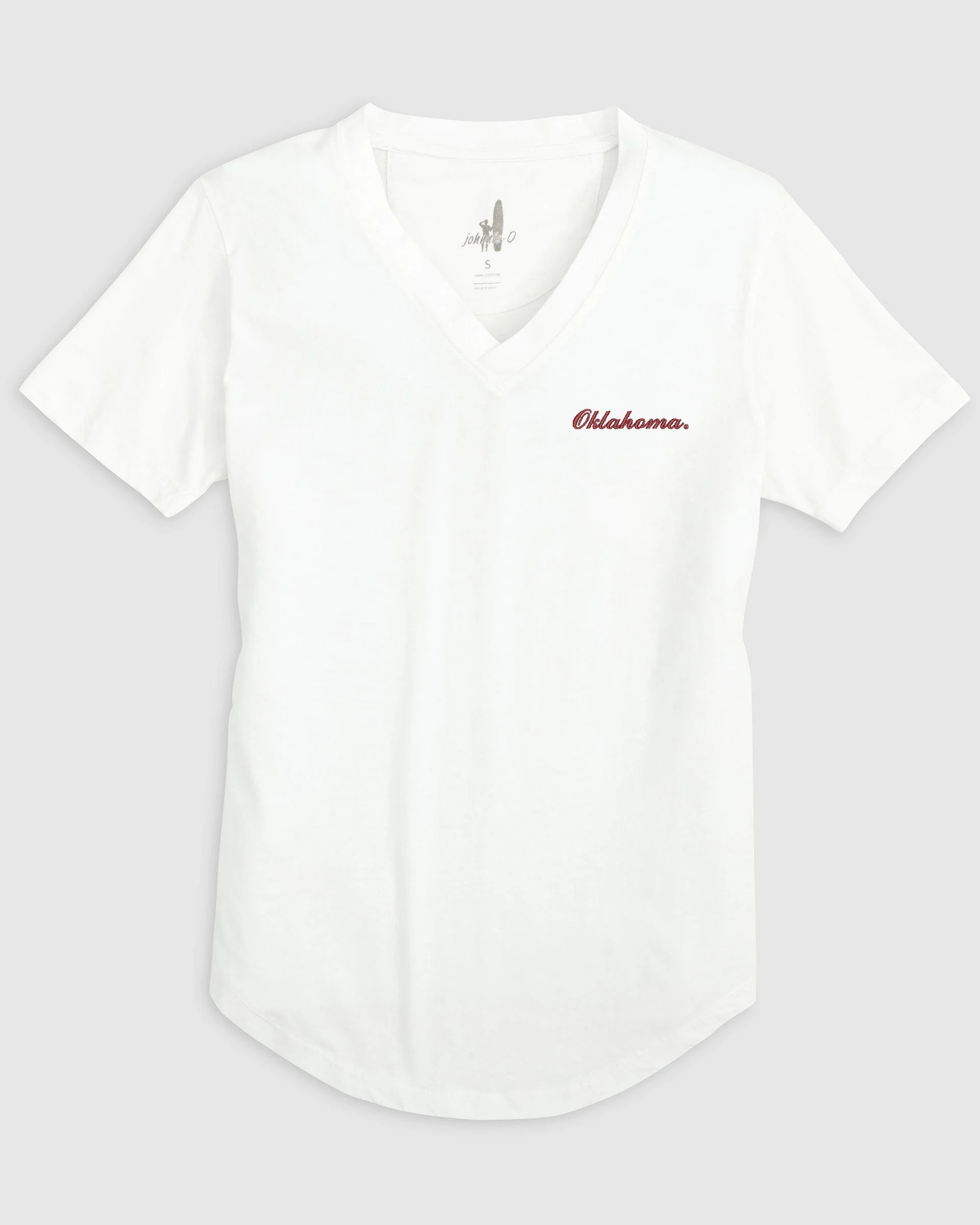 Women's Oklahoma Merediths V-Neck T-Shirt - Script Logo - Image 4