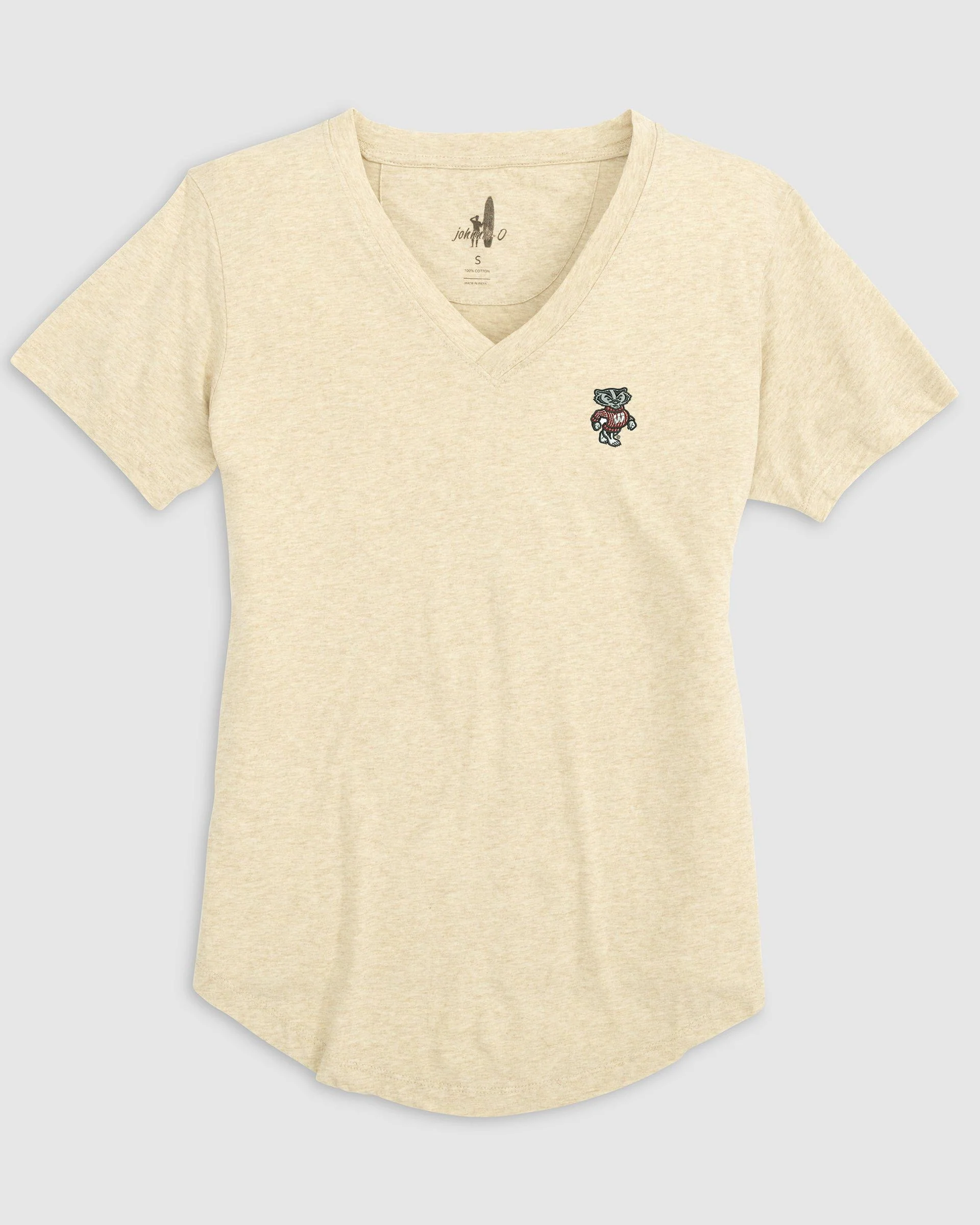 Women's Wisconsin Merediths V-Neck T-Shirt - Bucky Logo - Image 2