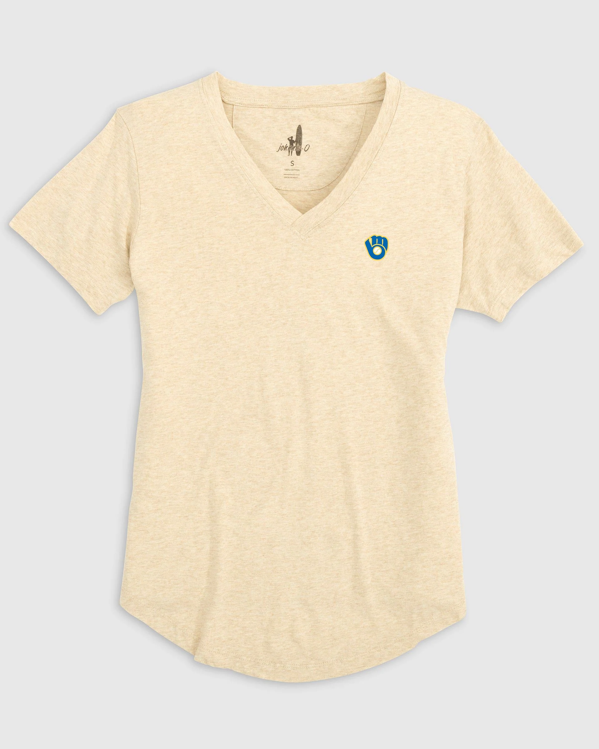 Women's Milwaukee Brewers Merediths V-Neck T-Shirt - Cooperstown Logo - Image 3