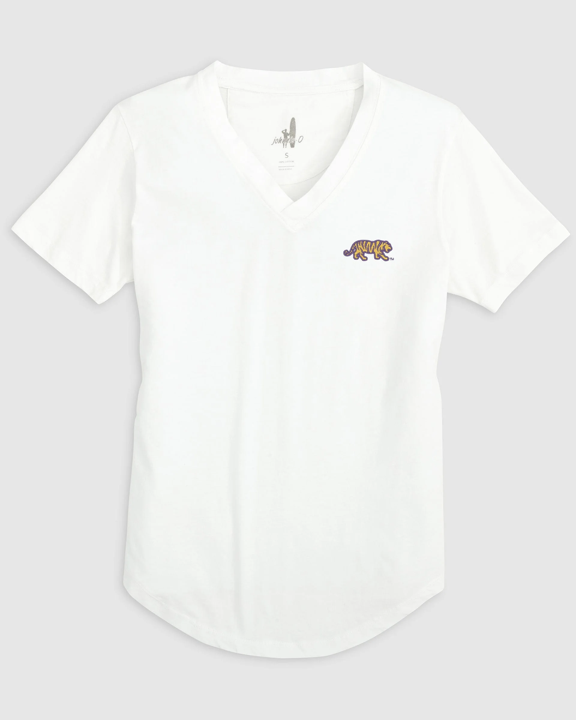 Women's Louisiana State Merediths V-Neck T-Shirt - Mike The Tiger Logo - Image 4