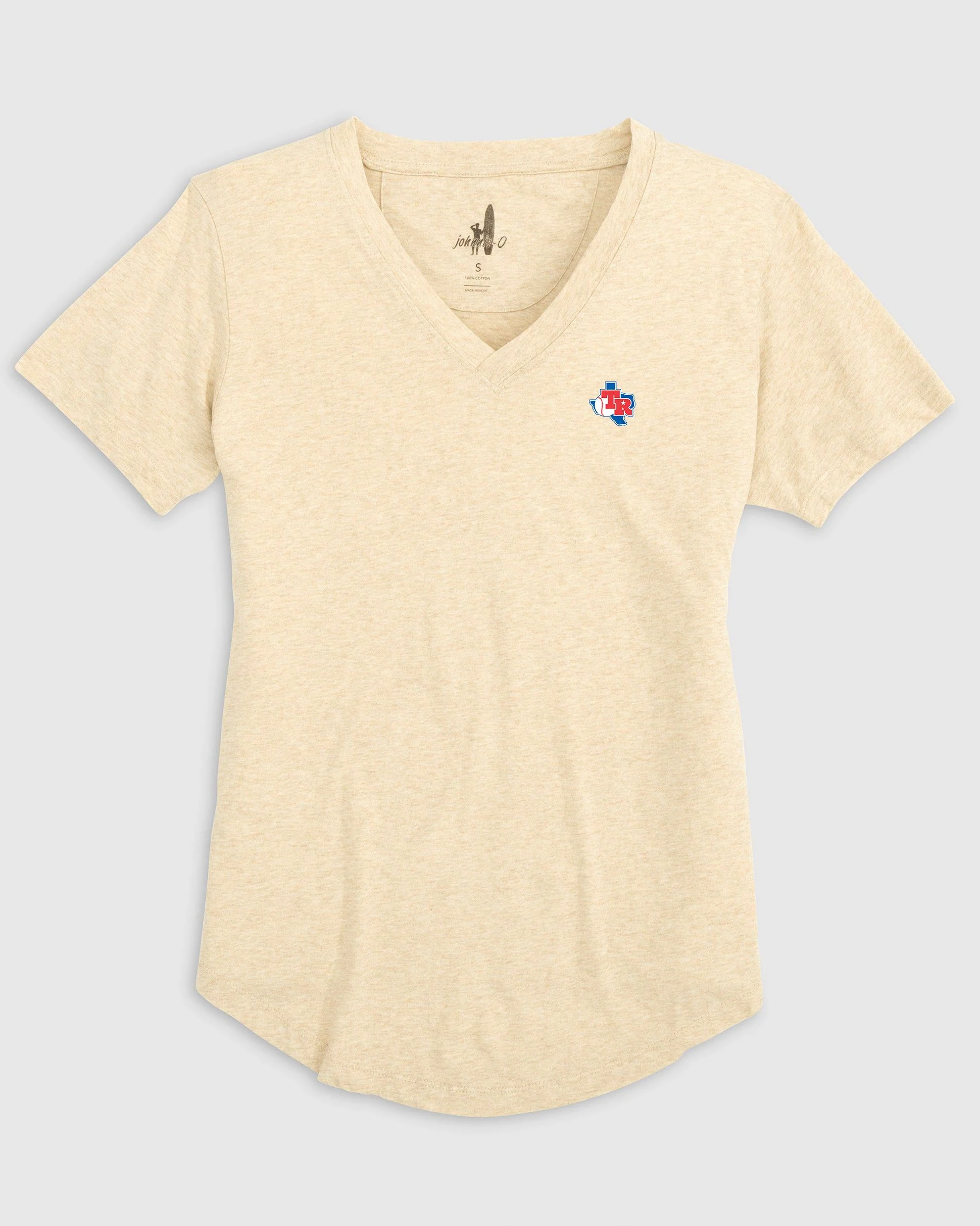 Women's Texas Rangers Merediths V-Neck T-Shirt - Cooperstown Logo - Image 3