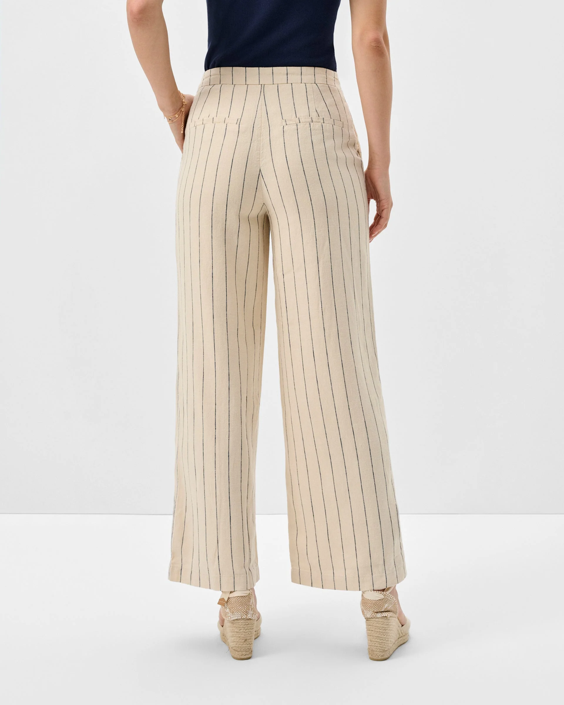 Lilah Linen Blend Pinstripe Beach Trouser - Image 5