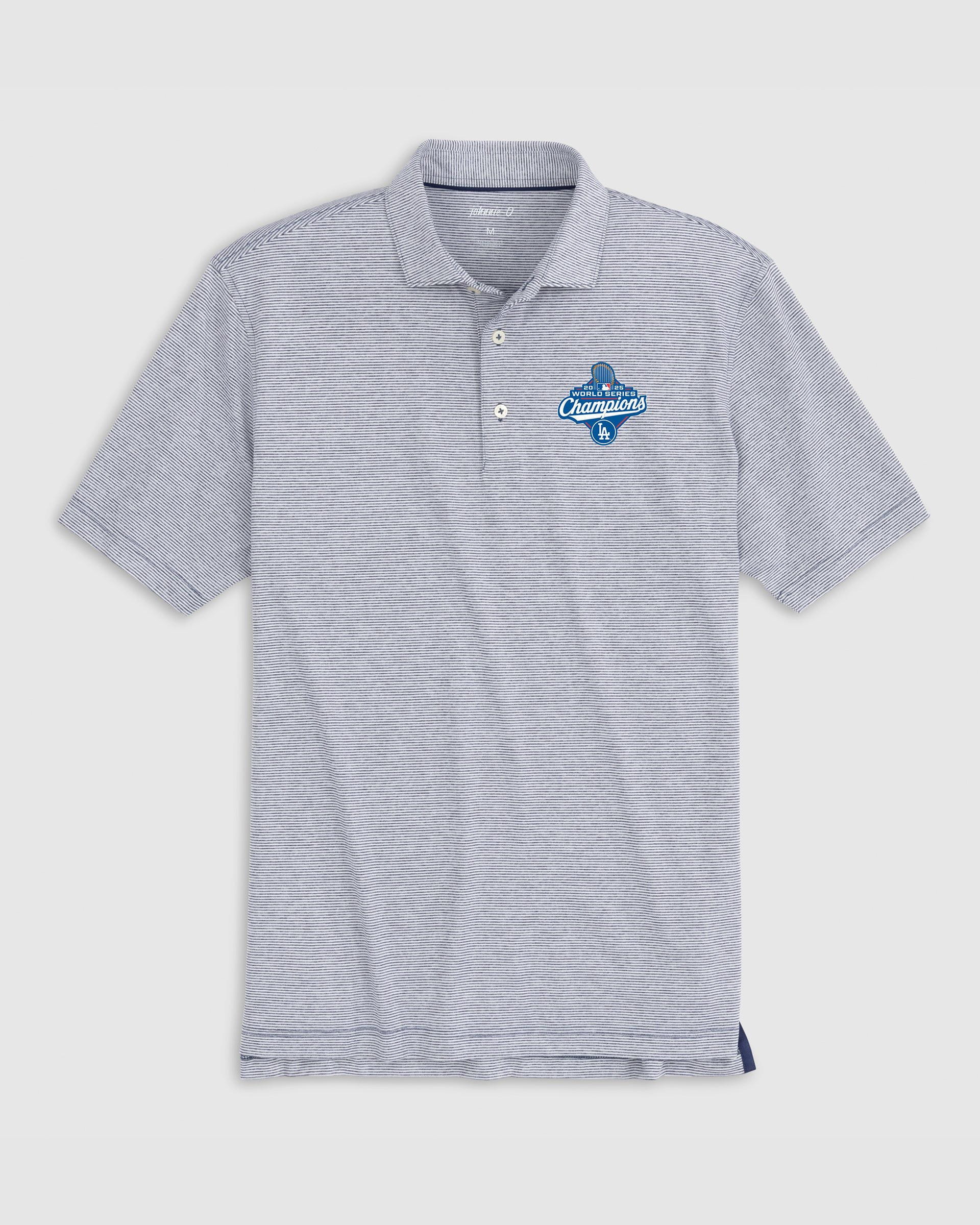 Los Angeles Dodgers Lyndonn Striped Performance Jersey Polo - 2025 World Series Champions Logo - Image 2