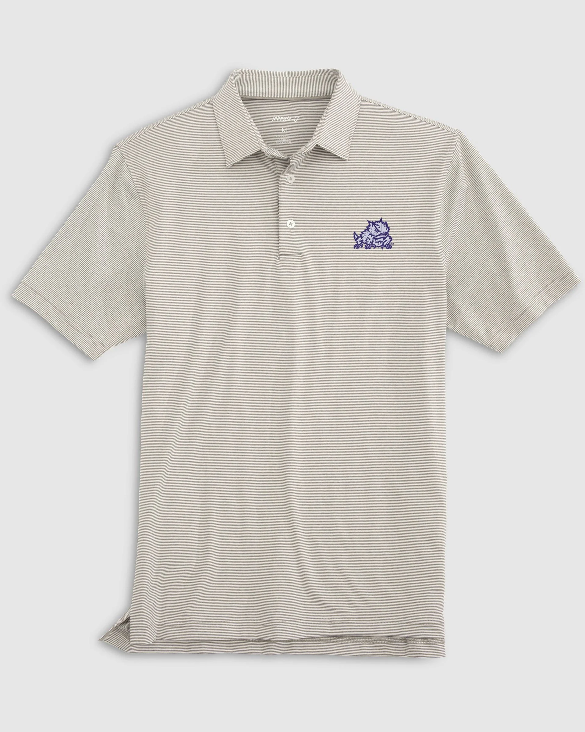 Texas Christian Lyndonn Striped Jersey Performance Polo - Horned Frog Logo