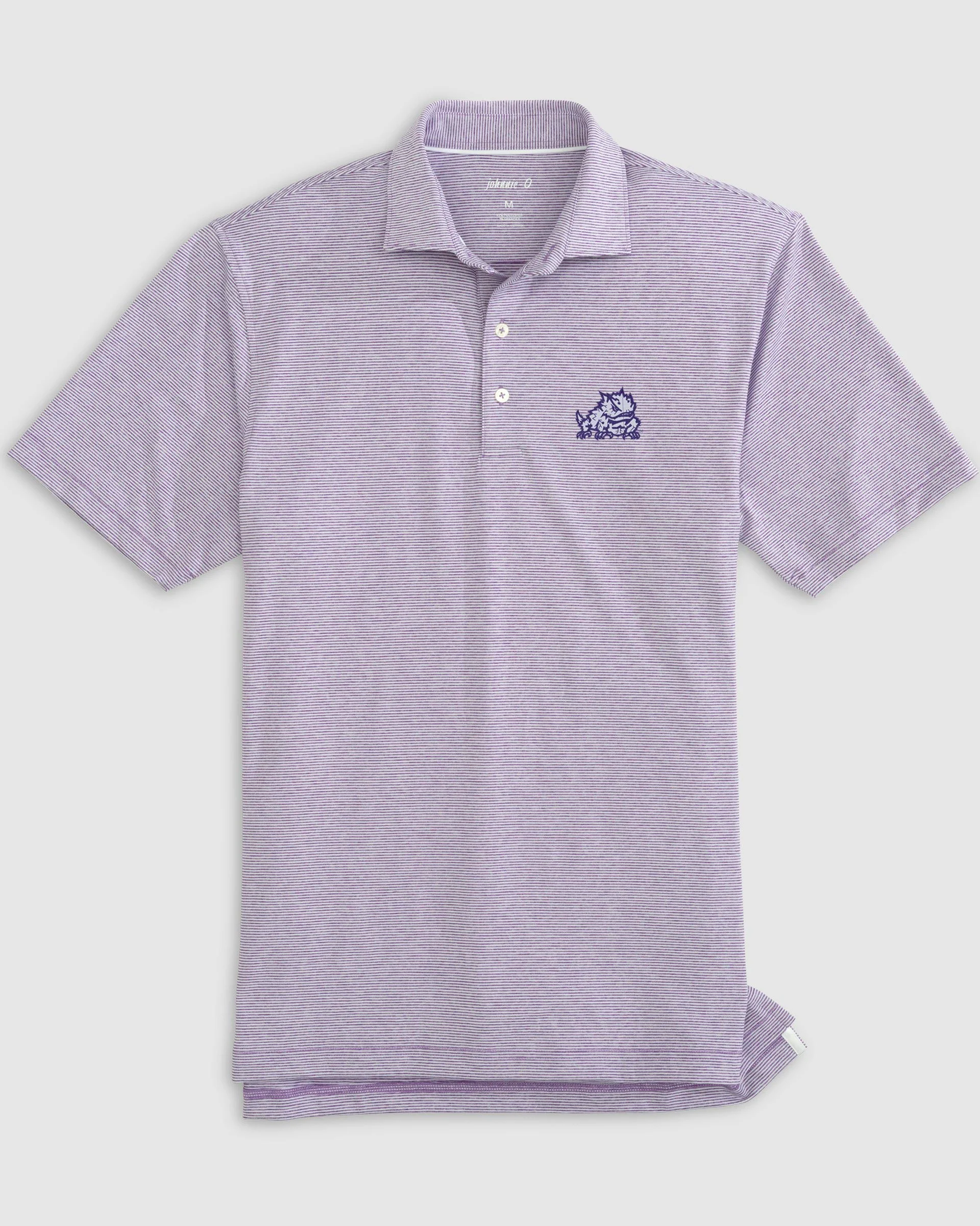 Texas Christian Lyndonn Striped Jersey Performance Polo - Horned Frog Logo - Image 2