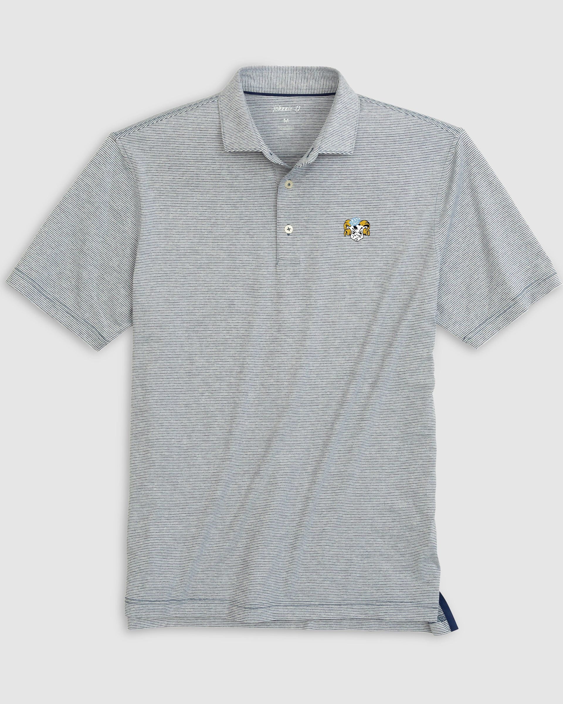 University of North Carolina Lyndonn Striped Jersey Performance Polo - Vault Logo - Image 3
