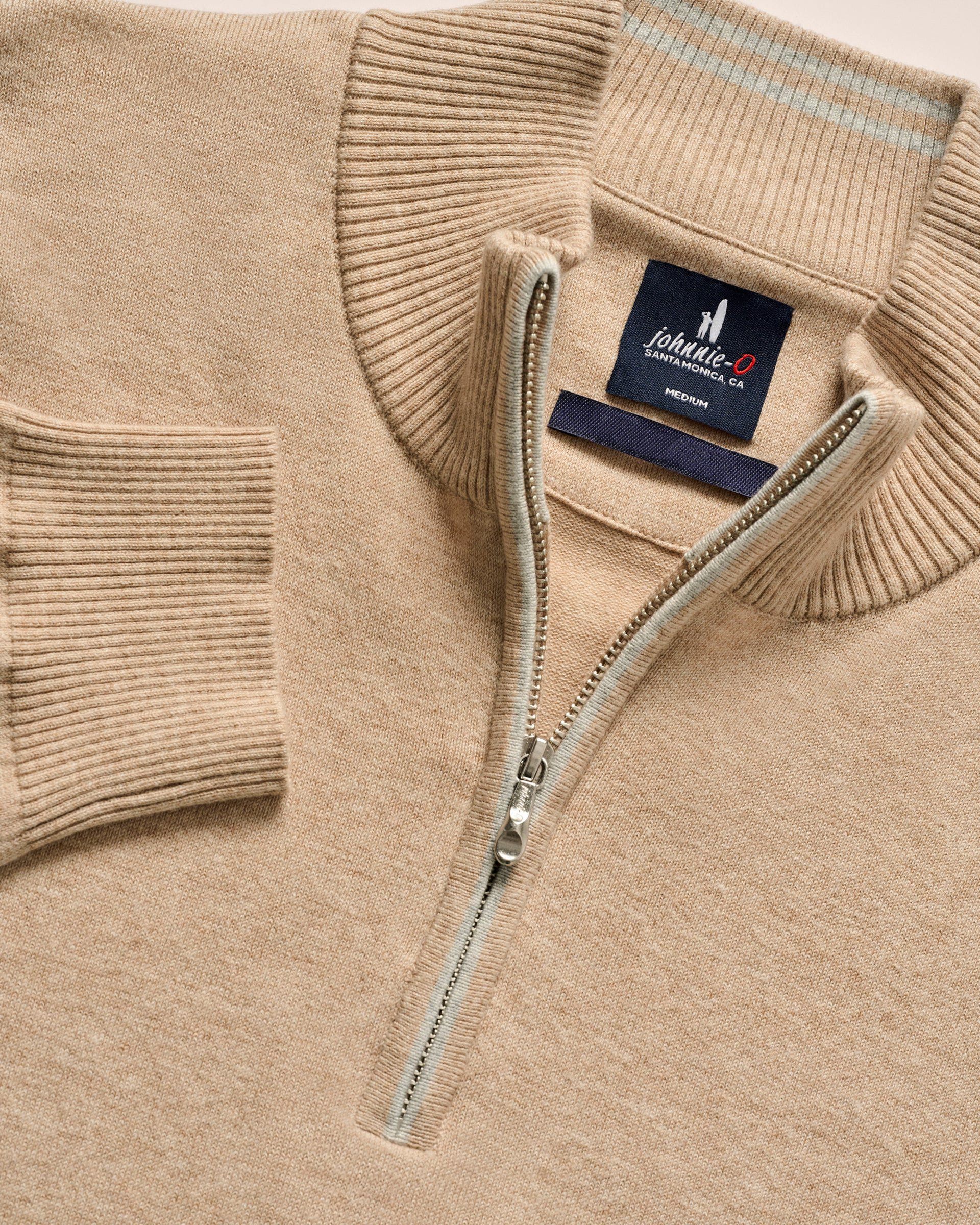 PerryGolf Desmond Plaited Cotton Blend 1/4 Zip Sweater - Image 5