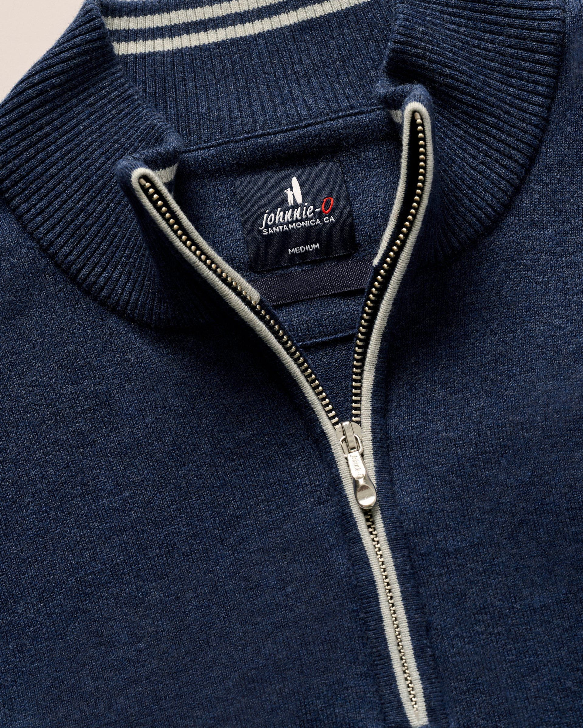 PerryGolf Desmond Plaited Cotton Blend 1/4 Zip Sweater - Image 9