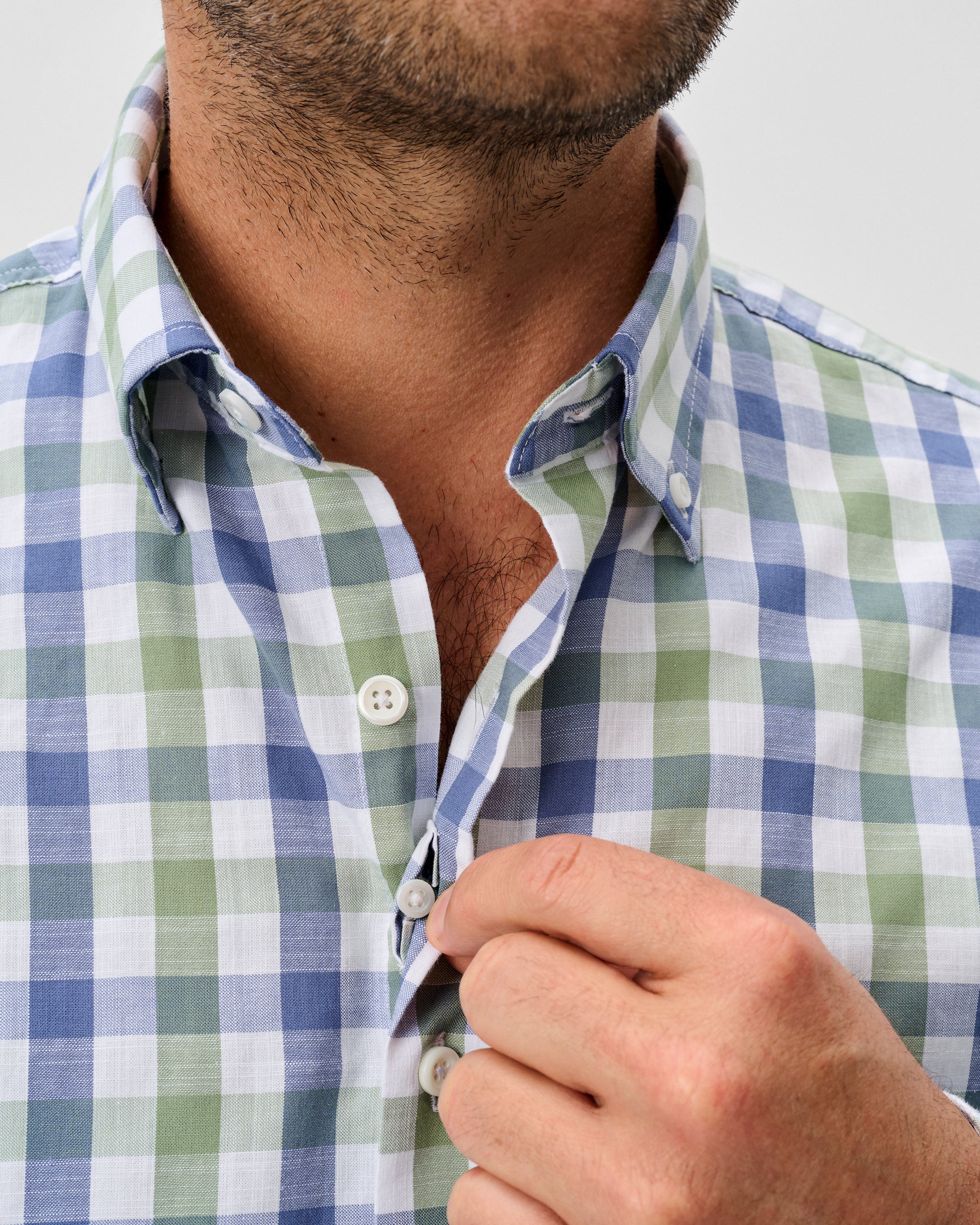 Slub Cotton Button Down Shirt - Candler Exploded Check - Image 3