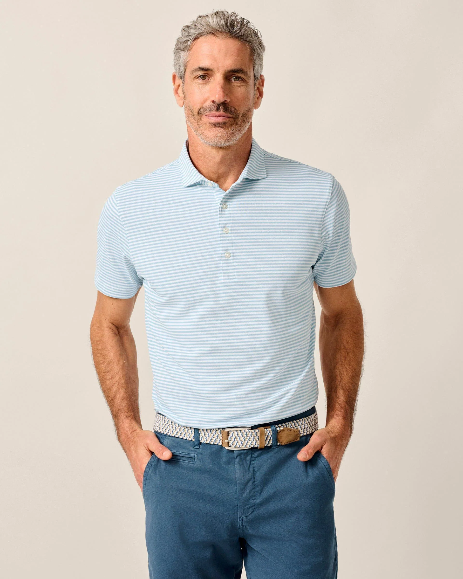 Performance Mesh Polo - Stetson Stripe - Image 2